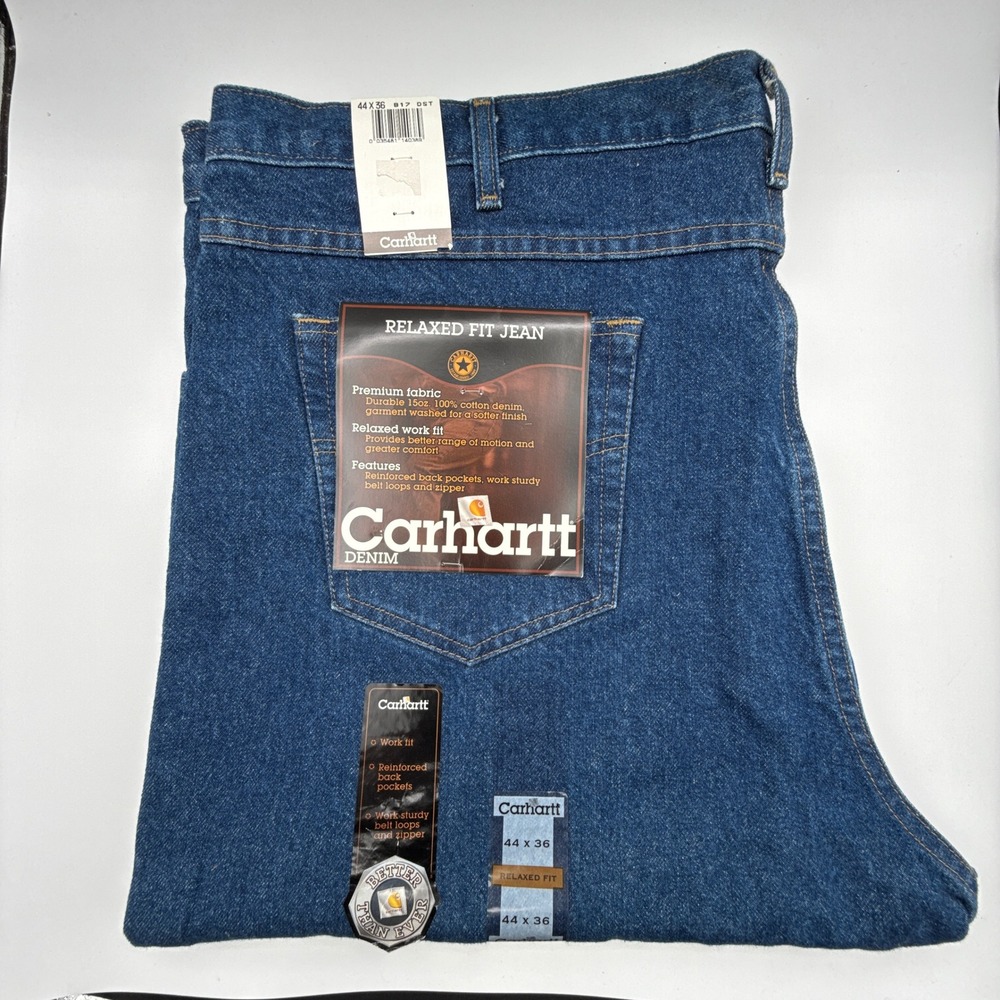 Carhartt Relaxed Fit Tapered Leg Denim Jeans Mens 44X36 B17 DST‎ NWT NOS